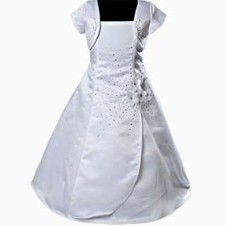 KD180 4 White Girls Wedding Pageant Dress+Jacket 4T  