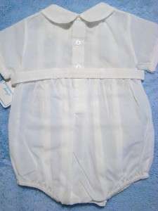 HAND~EMBROIDERED BLUE OR WHITE BOYS CREEPER/ROMPER WITH BOAT~3M,6M~NWT 
