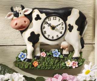 Garden Cow Black & White Cow Hanging Wall Clock (NEW)  
