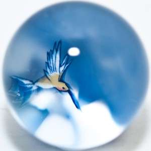 Glass Marble ~ Jesse Taj ~ Hummingbird & Tree Murrines  