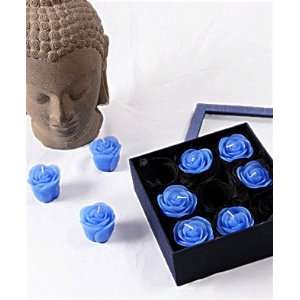  Scented Candles   Blue Roses; Set of 9 Handmade Floating Candles 