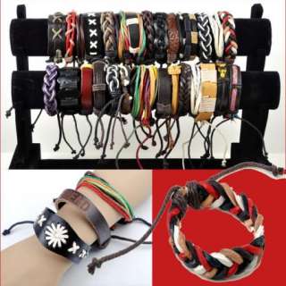 Wholesale Lots bulk Fashion Handmade Braided PU Leather Bracelet 