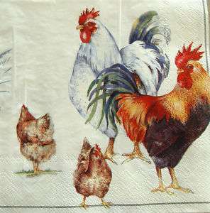 Chicken and Cockerel paper table napkins new 20  