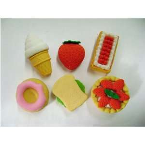  Japanese Fun Set of 6 Snack Shaped Erasers Toys & Games