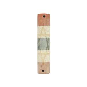  Marble Mezuzah with Stripes and Large Star of David 