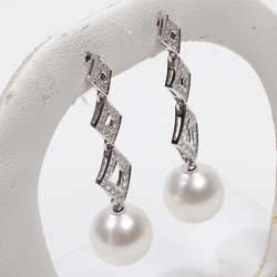 Designer Mikimoto Diamond Akoya Pearl Gold Drop Earring  