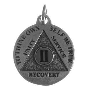 Alcoholics Anonymous Mini Medallion, 2 Year (II), 13/16 Wide 1 1/16 