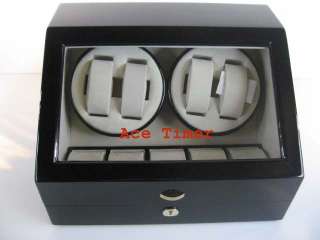 Quad Watch Winder Black + 5 storage 6 settings + Also works with 