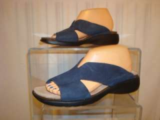 Vulkeli Womens Navy Blue Leather Nubuck Sandals Shoes Size 10  