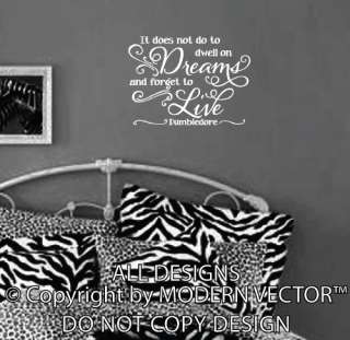   Wall Quote Decal Lettering Harry Potter Decal DWELL ON DREAMS  