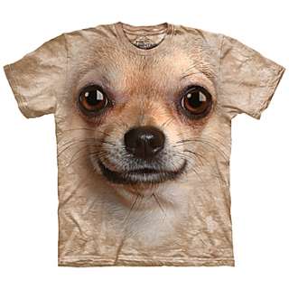 NEW NWT The Mountain Chihuahua Face High Definition Tie Dyed Brown T 