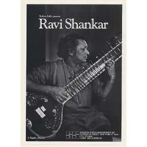  1986 Sitar Player Ravi Shankar Photo Booking Print Ad 