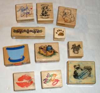 11 RUBBER STAMPS HAPPY BIRTHDAY, THANK YOU, SPECIAL DELIVERY LIPS 