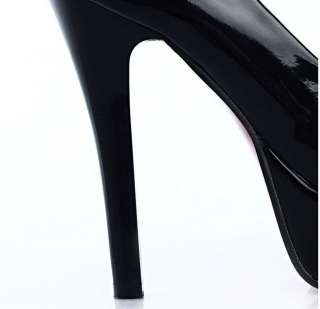 PU Leather Womens High Heels Platforms Pump Stilettos  