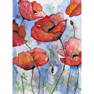  Poppy Watercolor Painting Pink Poppies Original Artwork 
