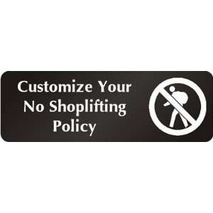  No Shoplifting Symbol Sign DiamondPlate Aluminum, 6 x 2 