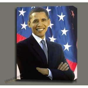 BARACK OBAMA ORIGINAL PAINTING ON CANVAS W GALLERY WRAP STYLE FRAMING 
