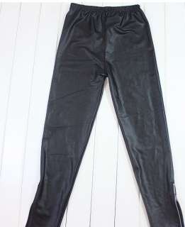Shiny Wet Leather Look Side Zipper Leggings Tights S  