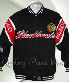 Chicago Blackhawks Small Black Cotton Twill Authentic Jacket By Jh 