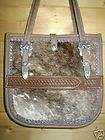 New Western Hair On Cowhide Leather Trophy Buckle Purse Silver Conchos 