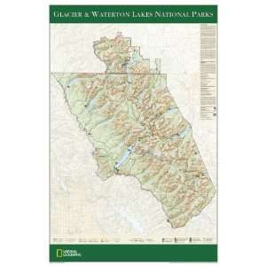   Map Of Glacier And Waterton Lakes National Parks Poster   Tubed Toys
