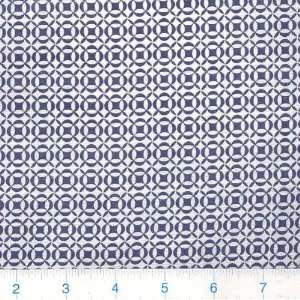  45 Wide Chalkies Floral Circles Blue/White Fabric By The 
