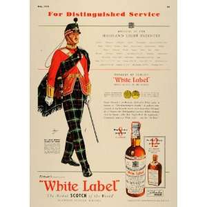 1938 Ad Dewar White Label Scotch Infantry Scotsman Faw   Original 