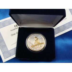 2011 CANADIAN MAPLE LEAF COUGAR Gilded 24K Gold over 1 oz .999 Silver 