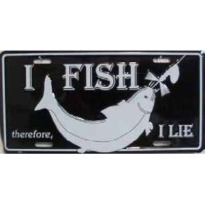    EMBOSSED I FISH THEREFORE, I LIE LICENSE PLATE Automotive