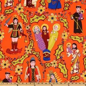  44 Wide Los Sanctos Tossed Saints Orange Fabric By The 