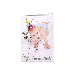  Youre invited (Messy baby with cake everywhere) Card 