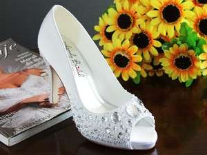 Landybridal Wedding Shoes Bridesmaid Accessory White 10cm Heel 1.5cm 