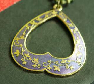 bn972  Celtic leaf motif Purple heart boho hippie vintage necklace