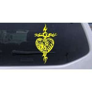 Tribal Heart and Cross Car Window Wall Laptop Decal Sticker    Yellow 