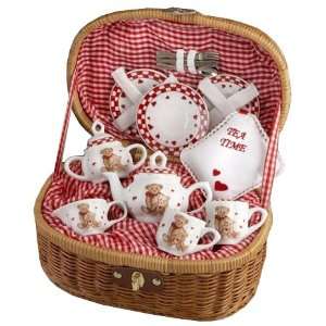   Teddy Bear Porcelain Tea Set for Pretend Play Tea Time Toys & Games