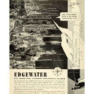  1941 Ad Edgewater New Jersey Harbor Cityscape Industrial 