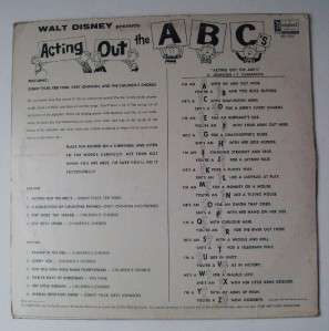   Childrens Record WALT DISNEY PRESENTS ACTING OUT THE ABCS LP Alphabet