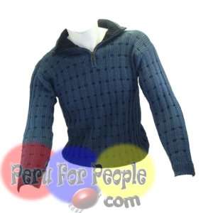   Alpaca Sweater Men Blue Half Zip Jumper Size Medium 