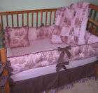 FRENCH CHIC PINK BROWN TOILE BABY CRIB BEDDING SET NEW