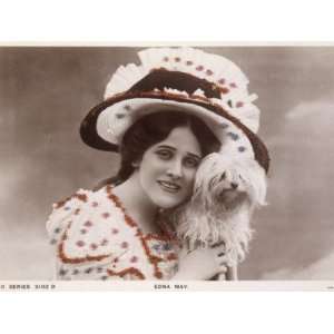  Edna May Actress, Wearing an Enormous Hat and Holding Her 