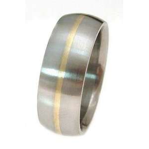 Titanium Ring Domed 1mm Gold Inlay Brushed Finish   Ring # 5. Please 