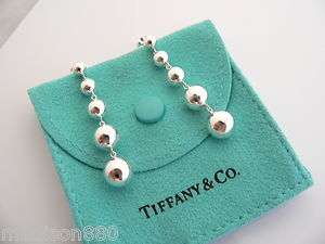Tiffany & Co Silver Graduated Ball Bead Drop Dangling Dangle Earrings 