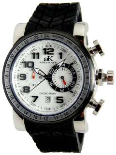 Adee Kaye AK7233 M White Silicone Rubber Strap Chronograph Watch 
