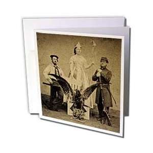  Card   American Civil War Union Soldier and Sailor and Lady Liberty 