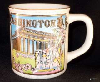 Washington DC Lincon Memorial Mug Gold Trim 3.5 Vintage  