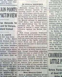 ADOLPH HITLER Assassination Attempt 1939 WWII Newspaper  