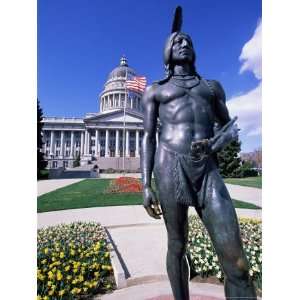  Statue of Native American in Front of State Capitol, Salt 