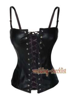 Black Genuine Leather CORSET GOTHIC Lace Up Bustier 6X  