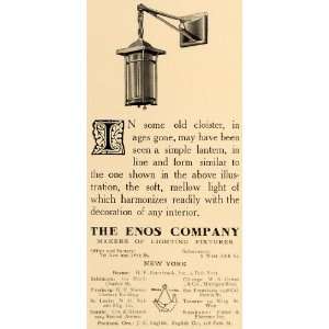 1909 Ad Enos Company Lighting Fixture Arts Crafts   Original Print Ad