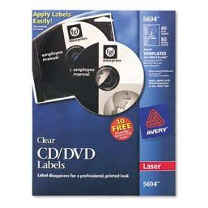  Avery® CD/DVD Labels LABEL,LSR 20SH/PK,CLR T5510N (Pack 